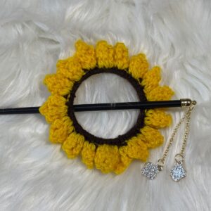 Crochet Sunflower Bun Stick